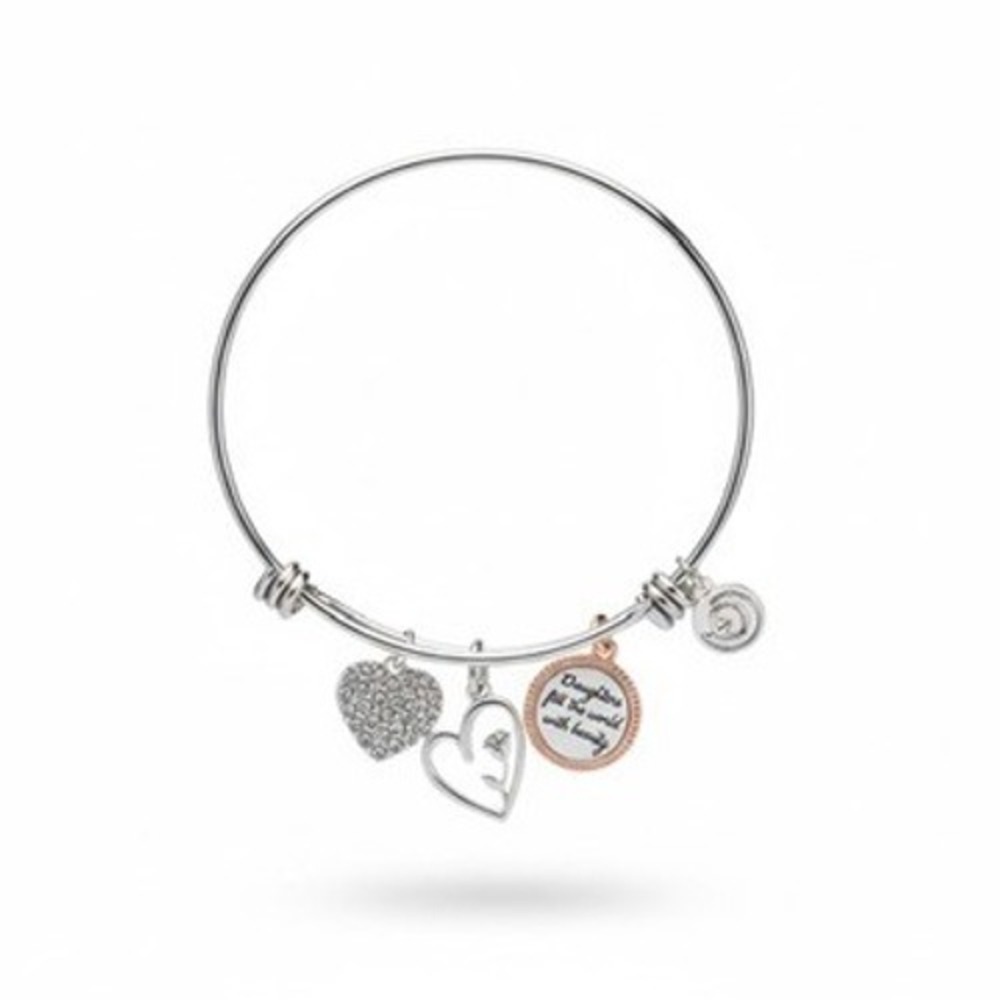 Love This Life Stainless Steel Daughter Fill the World Charm Bracelet Silver